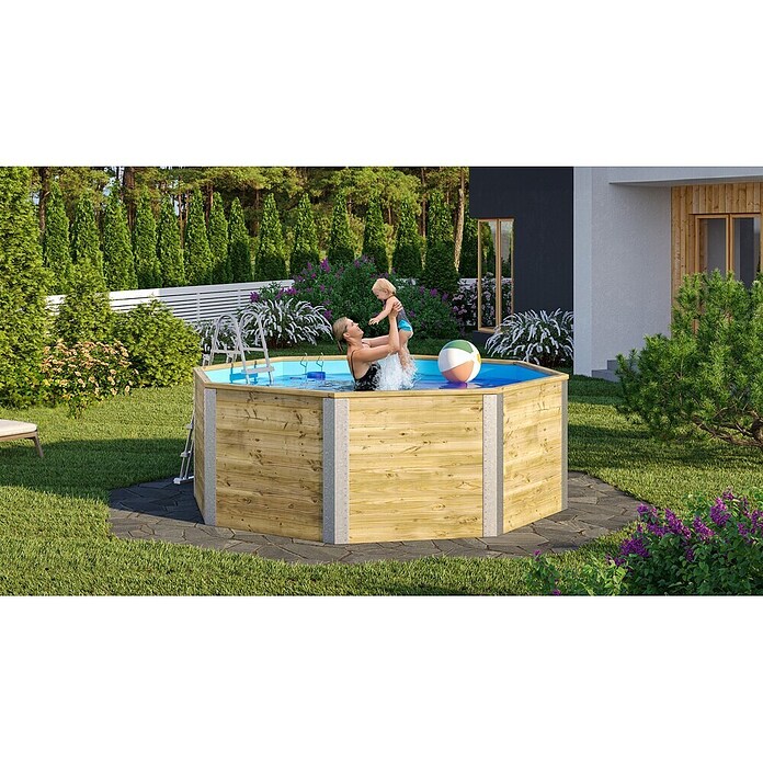 Weka Holz-Pool La Gomera (Ø x H: 310 x 116 cm, Braun, 7 500 l) | BAUHAUS