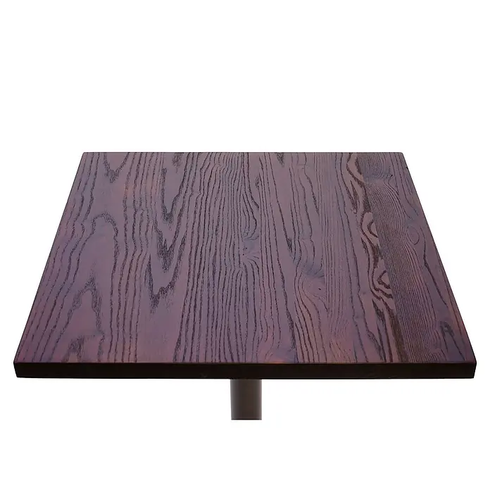 Chefgastro Gartentisch Bistrotisch - L x B x H: 60 x 60 x 76 cm, Ø x H: 60 x 76 cm, Eckig, Dunkelbraun - Quadratische Tischplatte aus dunkelrotbraunem Holz mit ausgeprägter Maserung.