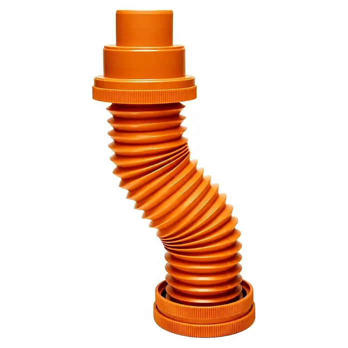 Sarei HT-Flexschlauch - Durchmesser: 70 mm - 100 mm, Länge: 500 mm, PVC - Oranges flexibles Wellrohr aus Kunststoff für den Abfluss.