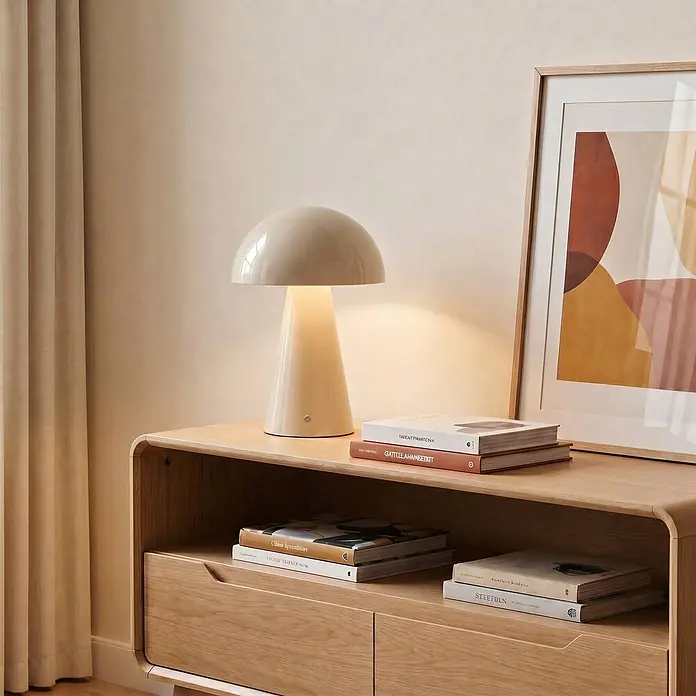 Lindby Tischleuchte Nevijo - creme / amber, creme / amber