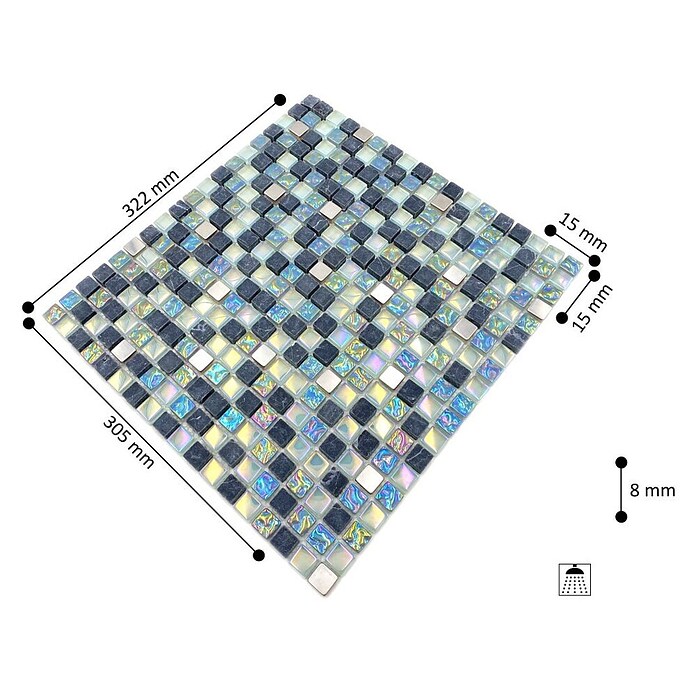 Mosaikfliese Crystal Mix XCM M840 (32,2 x 30,5 cm, Grau, Glänzend)