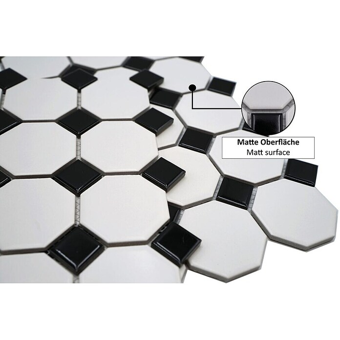 Mosaikfliese Octagon OCTA G468 (29,5 x 29,5 cm, Weiß/Schwarz, Matt)