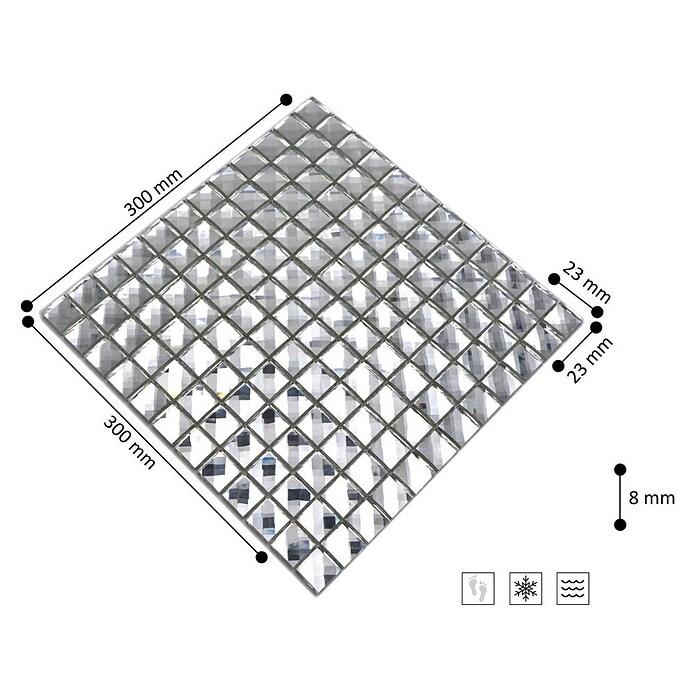 Mosaikfliese Quadrat Crystal XCM SV829 (30 x 30 cm, Weiß, Glänzend)