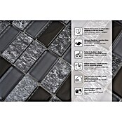 Mosaikfliese Crystal Mix XCM MS816 (31 x 32,2 cm, Schwarz/Grau, Glänzend)
