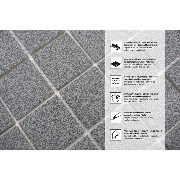 Mosaikfliese Quadrat Uni SAT 509 (30,6 x 30,6 cm, Grau, Matt)