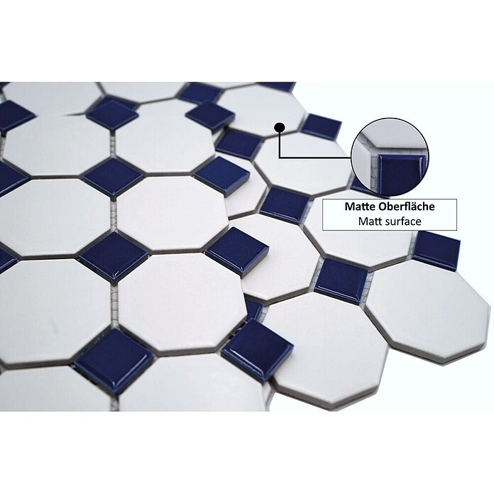 Mosaikfliese Octagon OCTA G464 (29,5 x 29,5 cm, Blau/Weiß, Matt)