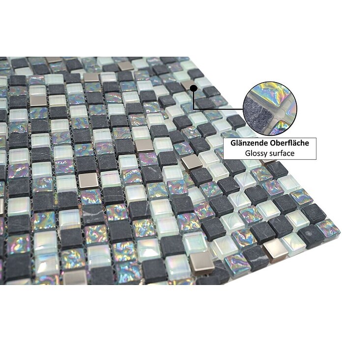Mosaikfliese Crystal Mix XCM M840 (32,2 x 30,5 cm, Grau, Glänzend)