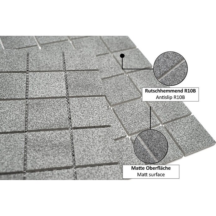 Mosaikfliese Quadrat Uni SAT 509 (30,6 x 30,6 cm, Grau, Matt)