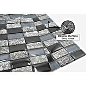 Mosaikfliese Crystal Mix XCM MS816 (31 x 32,2 cm, Schwarz/Grau, Glänzend)