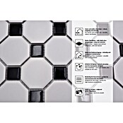 Mosaikfliese Octagon OCTA G468 (29,5 x 29,5 cm, Weiß/Schwarz, Matt)