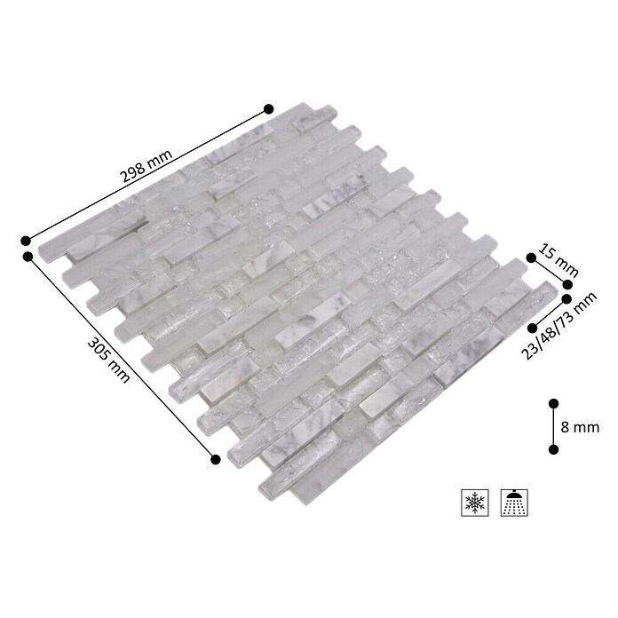 Mosaikfliese Crystal Mix XIC V1311 (29,8 x 30,5 cm, Weiß, Glänzend)