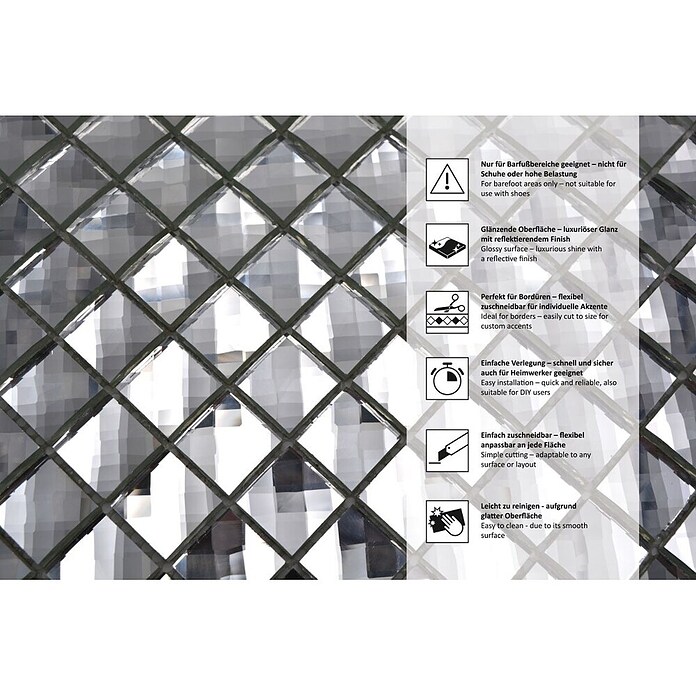 Mosaikfliese Quadrat Crystal XCM SV829 (30 x 30 cm, Weiß, Glänzend)
