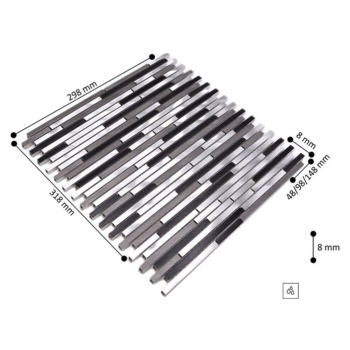 Mosaikfliese Brick XAM A881 (29,8 x 31,8 cm, Grau, Matt)