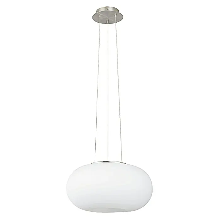 Eglo Optica Pendelleuchte - 120 W, Ø x H: 350 mm x 110 cm, E27 - Elegante Hängeleuchte mit kugelförmigem, weißem Lampenschirm und filigranen Aufhängungsseilen, ideal für modernes Ambiente.