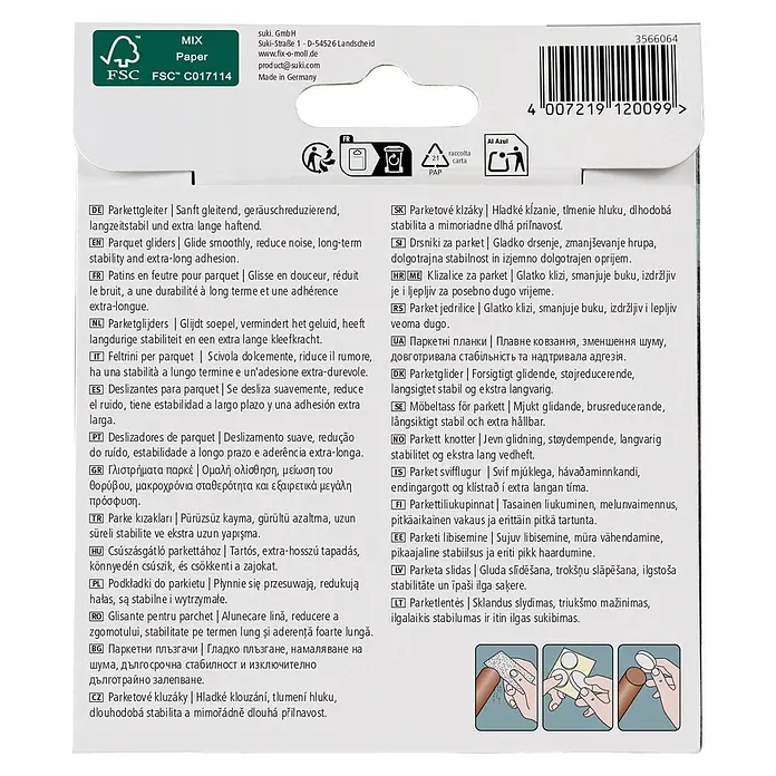 Fix-o-moll Filzgleiter - B x H: 40 x 20 mm, Kleben, 8 Stk., Weiß - Runde, weiße Möbelgleiter mit extra langem Halt für sanftes Gleiten und Geräuschreduzierung auf Parkett.