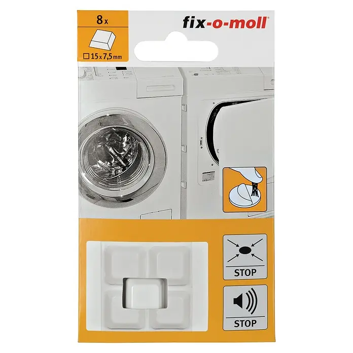Fix-o-moll Gummiauflage - B x L: 15 x 15 mm, 8 Stk. - Weiße, quadratische Anti-Vibrationspads (8 Stück, 15x7,5mm) zur Reduzierung von Geräuschen und Vibrationen bei Geräten.
