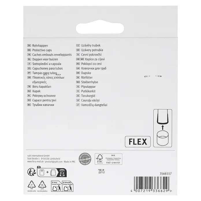 Fix-o-moll Rohrkappen - Durchmesser: 20 mm, Kunststoff - Schutzkappen für Rohre.