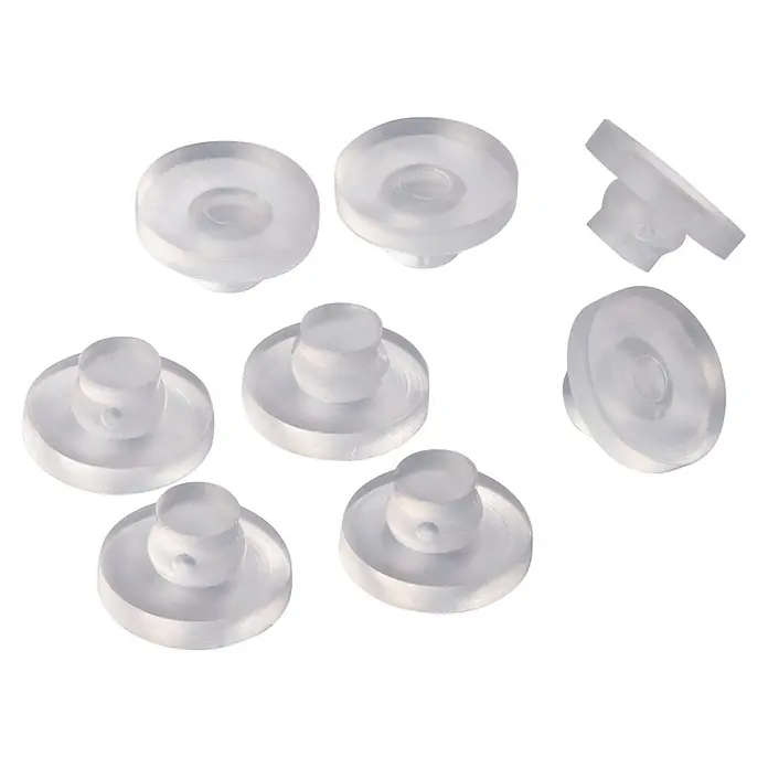 Fix-o-moll Gummiauflage - Durchmesser: 16 mm, 8 Stk. - Mehrere klare, runde Silikonpuffer mit erhabener Mitte, ideal als Stopper oder Antirutschschutz.