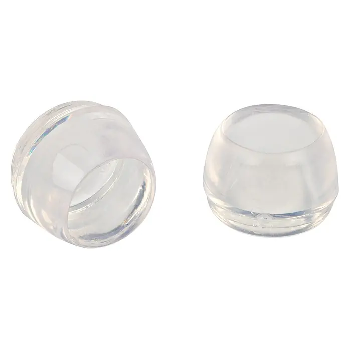 Fix-o-moll Rohrkappen - Durchmesser: 20 mm - Zwei klare, transparente, runde Silikon-Möbelgleiter oder Stuhlbeinschoner.