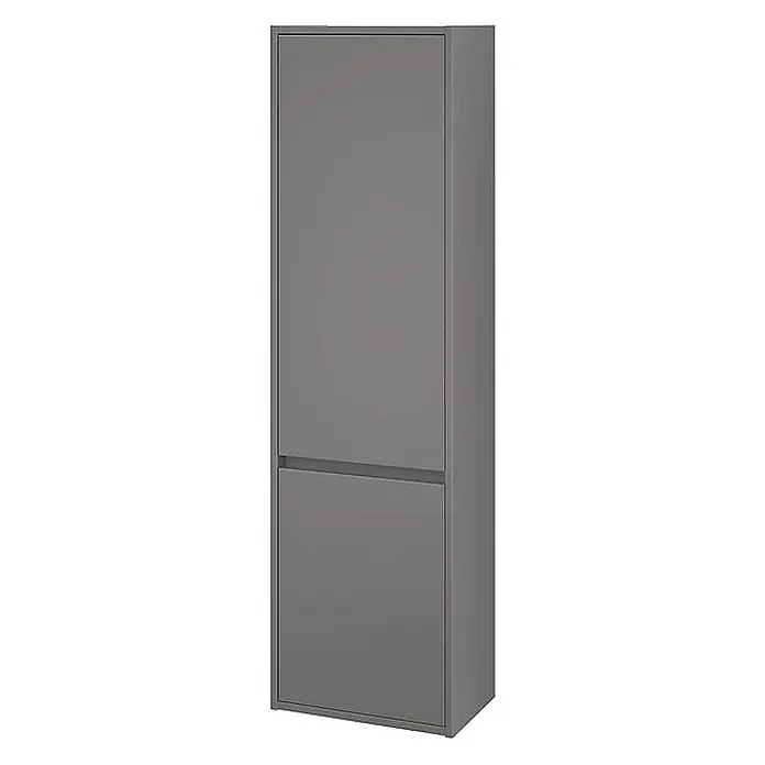 Bad Land Badmöbel-Set CREA Badmöbel-Set 40 cm Waschbecken-UnterschrankHochschrank 140/40/25 cm - Gesamtbreite Badmöbel: 40 cm, Grau, Matt - Schlanker grauer Schrank mit zwei Türen und einer horizontalen Griffmulde.