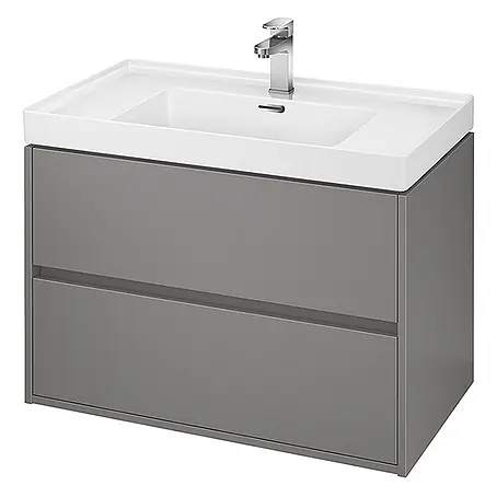 Bad Land  Badmöbel-Set CREA Badmöbel-Set 80 cm Grau matt Unterschrank mit Keramikbecken