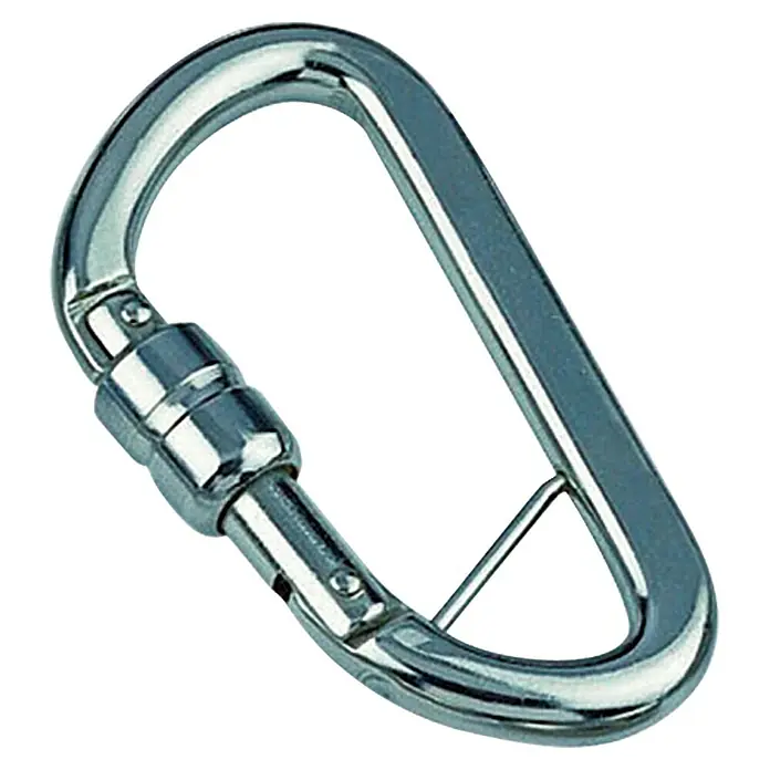 Karabinerhaken mit Springverschluss und Steg - Ø x L: 10 x 100 mm, Bruchlast: 1.180 kg, Edelstahl, A4 - Karabinerhaken mit Schraubverschluss, ideal für Outdoor-Aktivitäten, robust und zuverlässig.