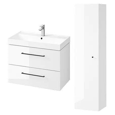 Bad Land  Badmöbel-Set LARGA Badmöbel-Set 80 cm Waschbecken-Unterschrank, Hochschrank 160