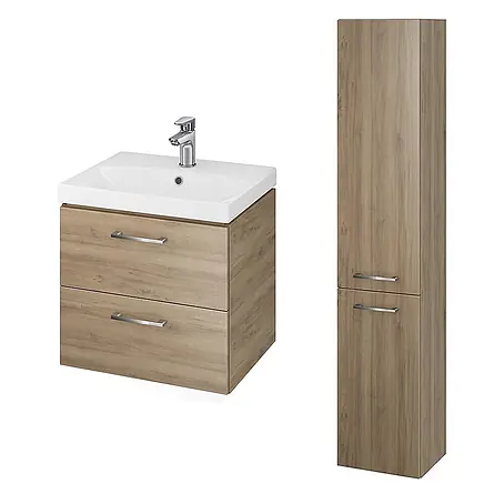 Bad Land  Badmöbel-Set LARA CITY Badmöbel-Set 50 cm Waschbecken-UnterschrankHochschrank 150/30/25