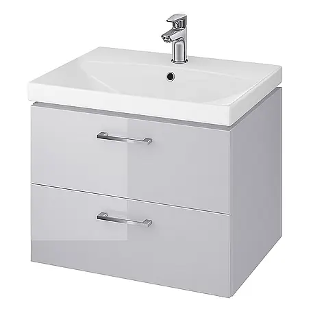 Bad Land  Badmöbel-Set LARA CITY Badmöbel-Set 60 cm Grau, Unterschrank mit Keramikbecken