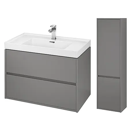 Bad Land  Badmöbel-Set CREA Badmöbel-Set 80 cm Waschbecken-UnterschrankHochschrank 140/40/25 cm