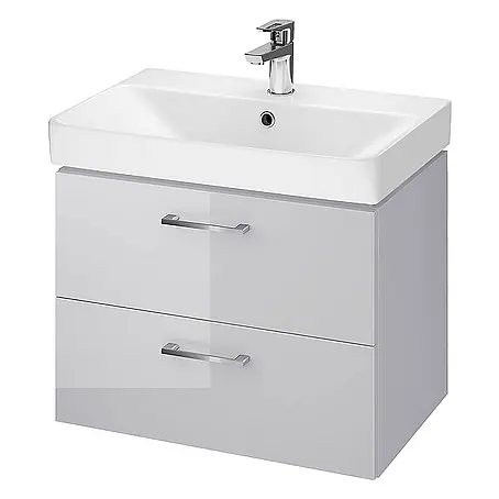 Bad Land  Badmöbel-Set LARA MILLE SLIM Badmöbel-Set 60 cm Grau, Unterschrank mit Keramikbecken