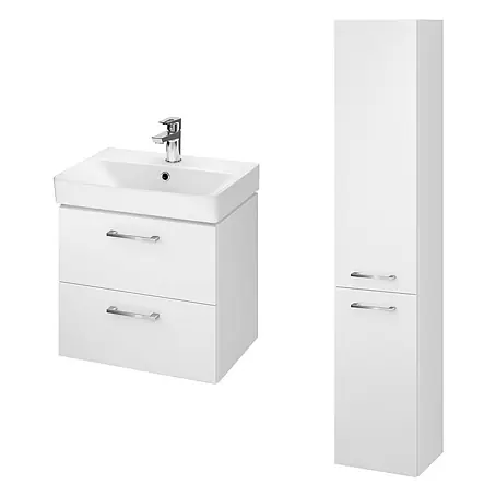 Bad Land  Badmöbel-Set LARA MILLE SLIM Badmöbel-Set 50 cm Waschbecken-UnterschrankHochschrank