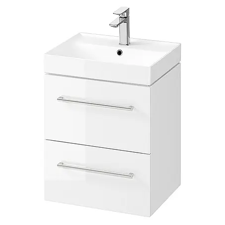 Bad Land  Badmöbel-Set LARGA Badmöbel-Set 50 cm Weiß 2x silberne Möbelgriffe