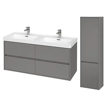 Bad Land  Badmöbel-Set CREA Badmöbel-Set 120 cm Waschbecken-UnterschrankHochschrank 140/40/25 cm