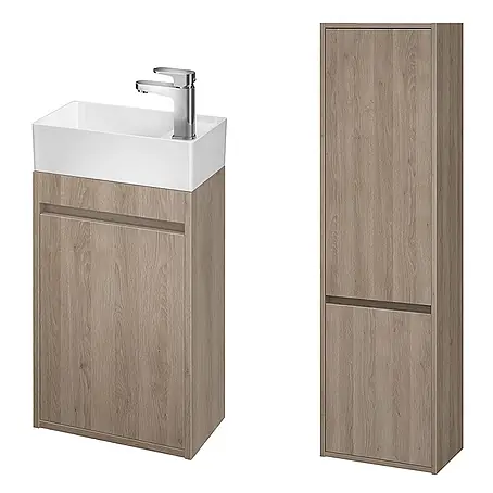 Bad Land  Badmöbel-Set CREA Badmöbel-Set 40 cm Waschbecken-UnterschrankHochschrank 140/40/25 cm