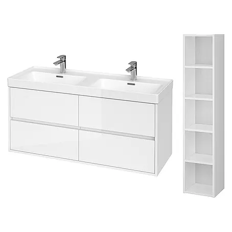 Bad Land  Badmöbel-Set CREA Badmöbel-Set 120 cm Waschbecken-UnterschrankHochschrank 140/30/25 cm