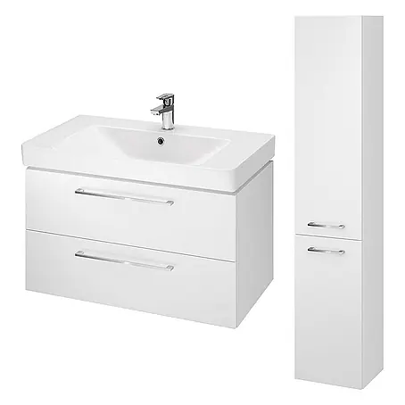 Bad Land  Badmöbel-Set LARA MILLE Badmöbel-Set 80 cm Waschbecken-UnterschrankHochschrank