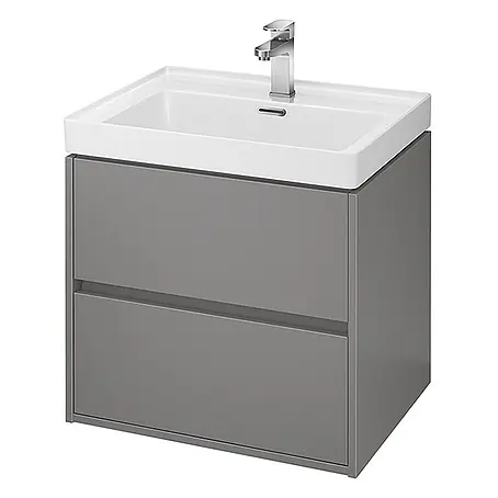 Bad Land  Badmöbel-Set CREA Badmöbel-Set 60 cm Grau matt Unterschrank mit Keramikbecken