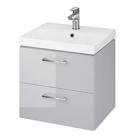 Bad Land  Badmöbel-Set LARA CITY Badmöbel-Set 50 cm Grau, Unterschrank mit Keramikbecken