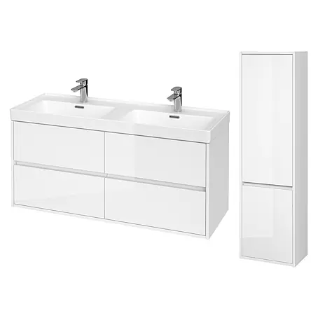 Bad Land  Badmöbel-Set CREA Badmöbel-Set 120 cm Waschbecken-UnterschrankHochschrank 140/40/25 cm