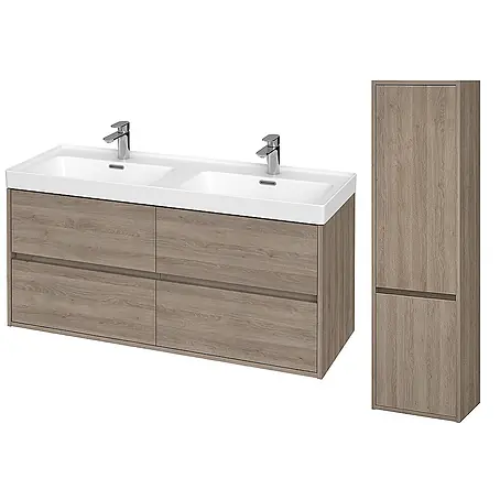Bad Land  Badmöbel-Set CREA Badmöbel-Set 120 cm Waschbecken-UnterschrankHochschrank 140/40/25 cm