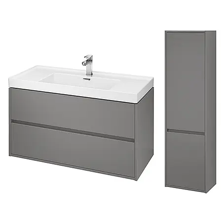 Bad Land  Badmöbel-Set CREA Badmöbel-Set 100 cm Waschbecken-UnterschrankHochschrank 140/40/25 cm