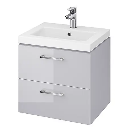 Bad Land  Badmöbel-Set LARA COMO Badmöbel-Set 50 cm Grau, Unterschrank mit Keramikbecken