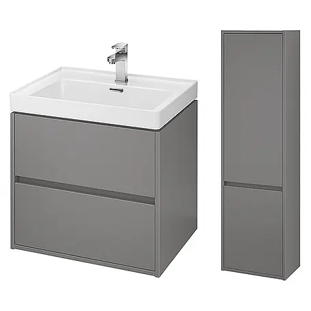 Bad Land  Badmöbel-Set CREA Badmöbel-Set 60 cm Waschbecken-UnterschrankHochschrank 140/40/25 cm