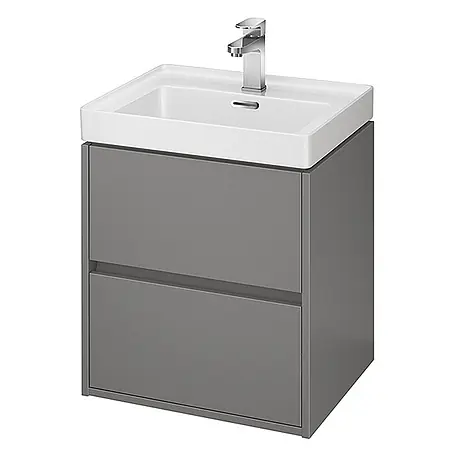 Bad Land  Badmöbel-Set CREA Badmöbel-Set 50 cm Grau matt Unterschrank mit Keramikbecken