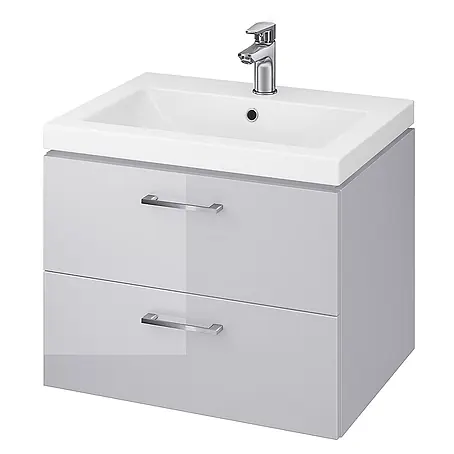 Bad Land  Badmöbel-Set LARA COMO Badmöbel-Set 60 cm Grau, Unterschrank mit Keramikbecken