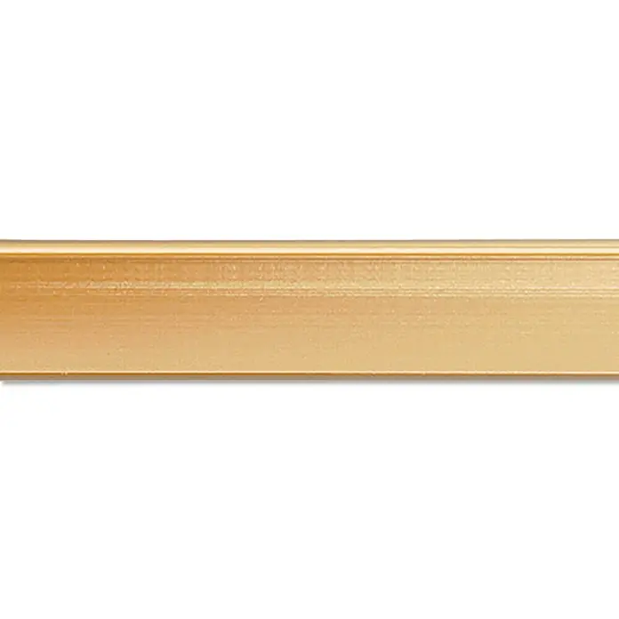 Nielsen Alurahmen Pixel - 50 x 70 cm, Gold - Detailaufnahme eines goldenen Bilderrahmenprofils mit feiner Struktur und elegantem Glanz, ideal für Kunstwerke und Fotos.