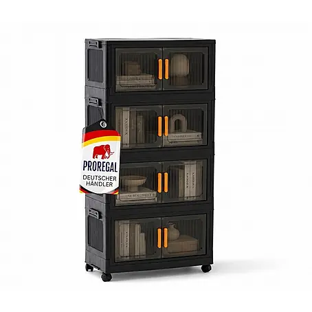 Berlinlodge  Aufbewahrungsbox Aufbewahrungsboxen EasyCube stapelbar 4 Ebenen und Rollen 28L Schwarz