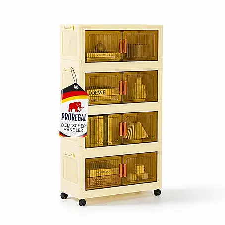Berlinlodge  Aufbewahrungsbox Aufbewahrungsboxen EasyCube stapelbar 4 Ebenen und Rollen 39L Weiß