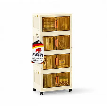 Berlinlodge  Aufbewahrungsbox Aufbewahrungsboxen EasyCube stapelbar 4 Ebenen und Rollen 19L Weiß